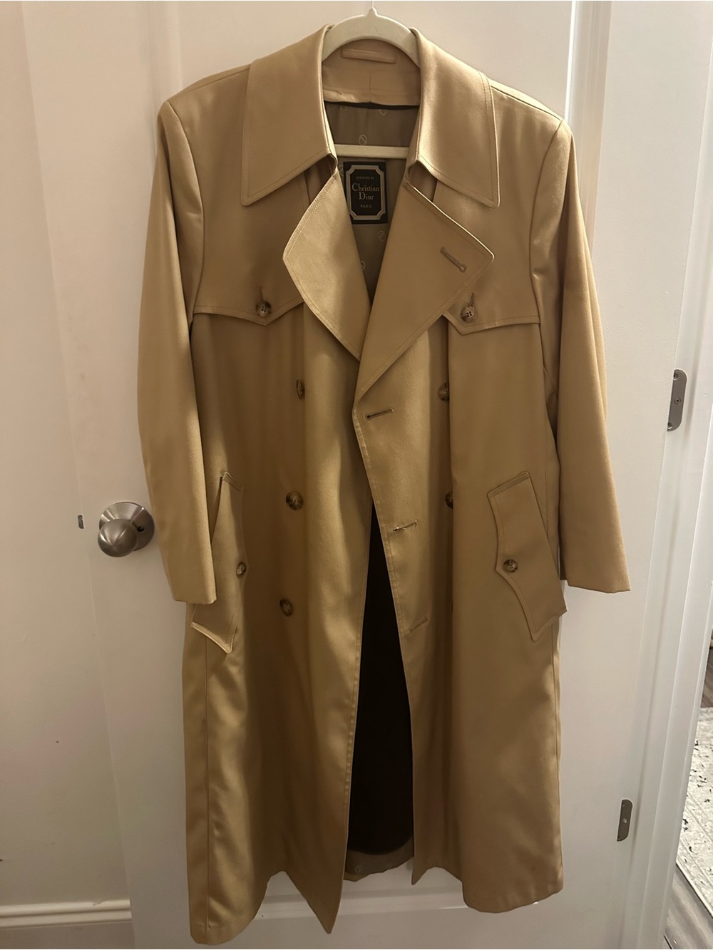 Dior Men’s Tan Double-Breasted Trench Coat
